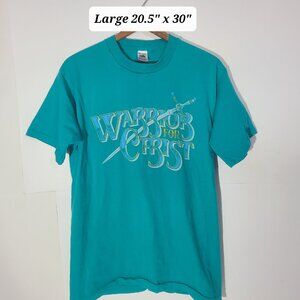 Vintage 90s Warrior For Christ Christian/Jesus Men's Large T-Shirt Single Stitch